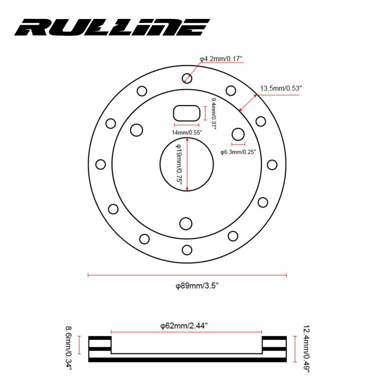 RULLINE 1"" Steering Wheel Hub Adapter Conversion Spacer 6 Hole to 3 Hole Steering Wheel Adapter Boss Kit Black - Image 2